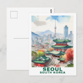 Watercolor Seoul, South Korea Travel Art Briefkaart (Voorkant / Achterkant)