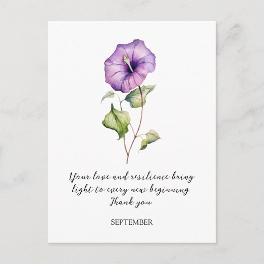 WATERCOLOR SEPTEMBER MORNING GLORY BIRTH FLOWER  BRIEFKAART (Voorkant)