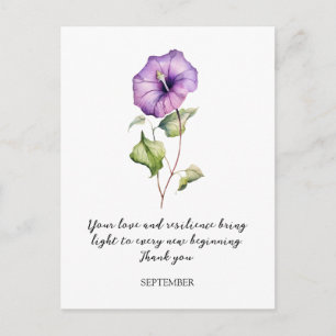 WATERCOLOR SEPTEMBER OCHTENDGLOORIE GEBOORTEBLOEM  BRIEFKAART