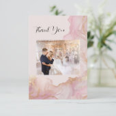 Watercolor Seraphina Roze en Gouden Trouw  Bedankkaart (Staand voorkant)