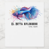 Watercolor Serie: Betta Vis Wijn Etiket (Enkel label)