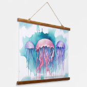 Watercolor Serie: Bloei van kwal Hangend Wandkleed (Gebogen)