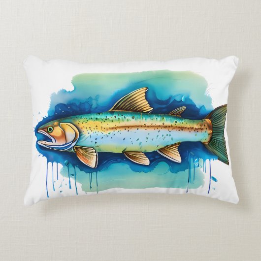 Watercolor Serie: Forel/Zalm Accent Kussen (Voorkant)