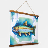 Watercolor Serie: Forel/Zalm Hangend Wandkleed (Gebogen)