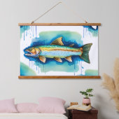 Watercolor Serie: Forel/Zalm Hangend Wandkleed (Slaapkamer)