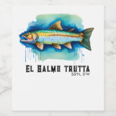 Watercolor Serie: Forel/Zalm Wijn Etiket (Enkel label)