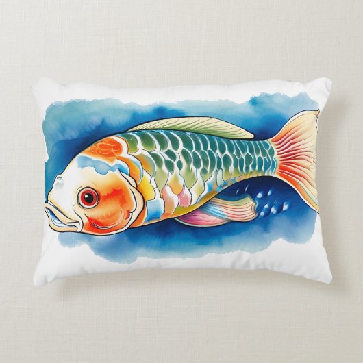 Watercolor Serie: Koi Vissen Accent Kussen (Voorkant)
