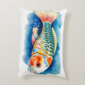 Watercolor Serie: Koi Vissen Accent Kussen (Achterkant (Verticaal))
