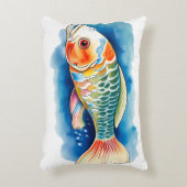 Watercolor Serie: Koi Vissen Accent Kussen (Voorkant(Verticaal))