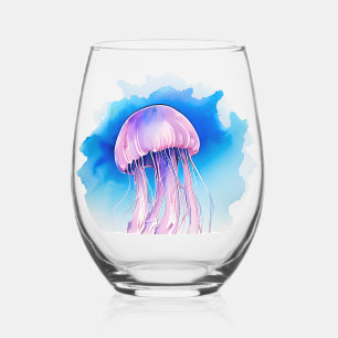 Watercolor Serie: Kwallen Wijnglas Zonder Voet