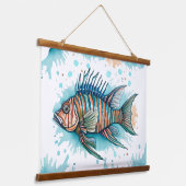 Watercolor Serie: Lionfish Hangend Wandkleed (Gebogen)