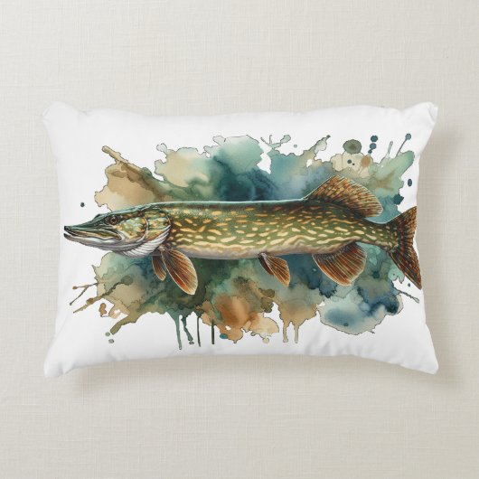 Watercolor Serie: Snoek Accent Kussen (Voorkant)
