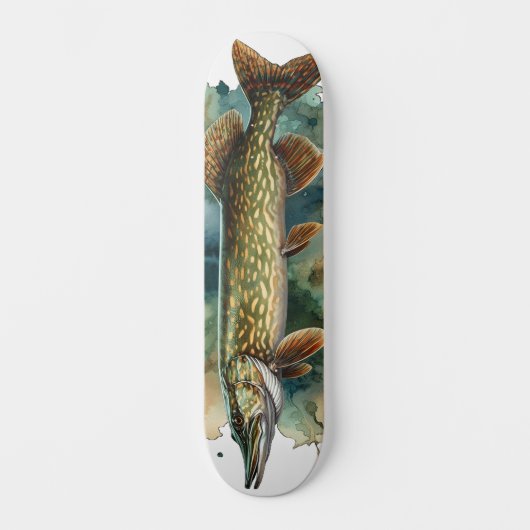 Watercolor Serie: Snoek Persoonlijk Skateboard (Voorkant)