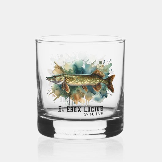 Watercolor Serie: Snoek Whisky Glas (Voorkant)