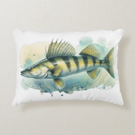 Watercolor Serie: Zander/Snoekbaars Accent Kussen