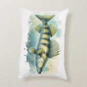Watercolor Serie: Zander/Snoekbaars Accent Kussen (Achterkant (Verticaal))