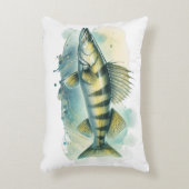 Watercolor Serie: Zander/Snoekbaars Accent Kussen (Voorkant(Verticaal))