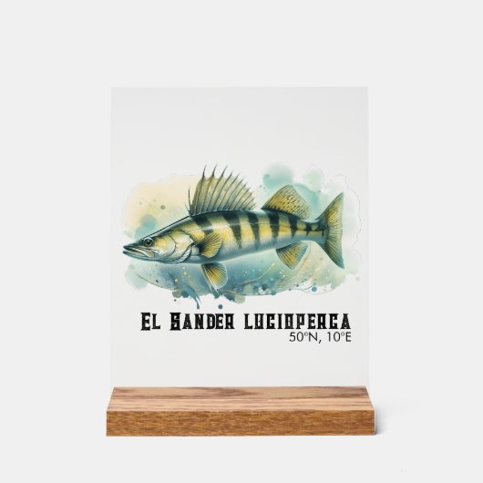 Watercolor Serie: Zander/Snoekbaars Acryl Bord (Voorkant)