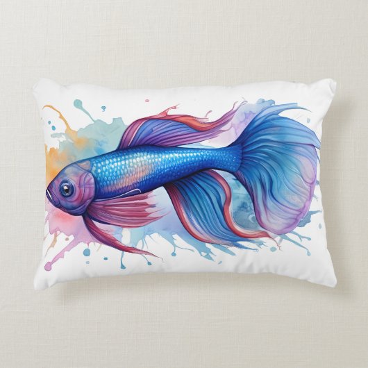 Watercolor Series: Betta Fish Accent Kussen (Voorkant)