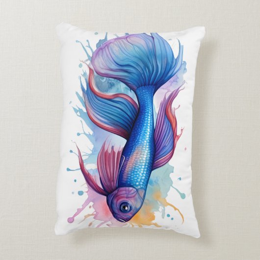 Watercolor Series: Betta Fish Accent Kussen (Achterkant (Verticaal))