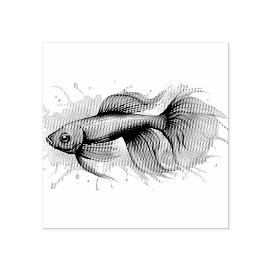Watercolor Series: Betta Fish Rubberstempel (Afrduk)