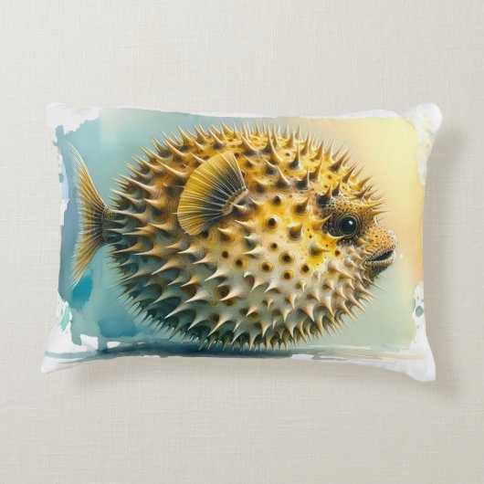 Watercolor Series: Blowfish Accent Kussen (Achterkant)