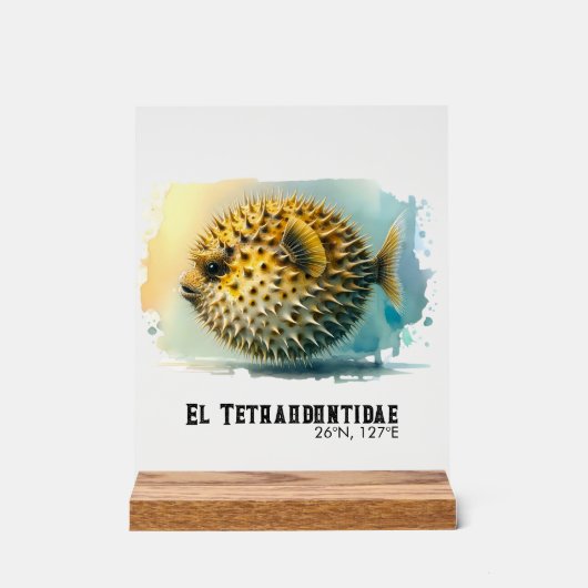 Watercolor Series: Blowfish Acryl Bord (Voorkant)