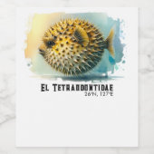 Watercolor Series: Blowfish Wijn Etiket (Enkel label)