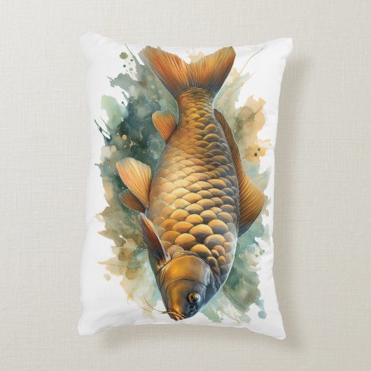 Watercolor Series: Carp Accent Kussen (Achterkant (Verticaal))