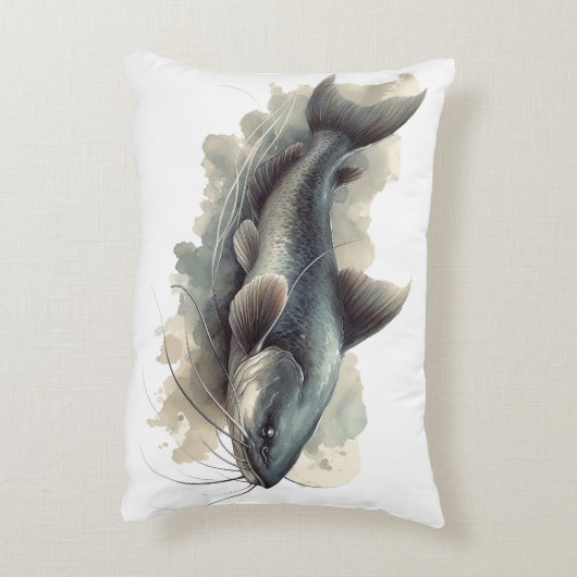 Watercolor Series: Catfish Accent Kussen (Achterkant (Verticaal))