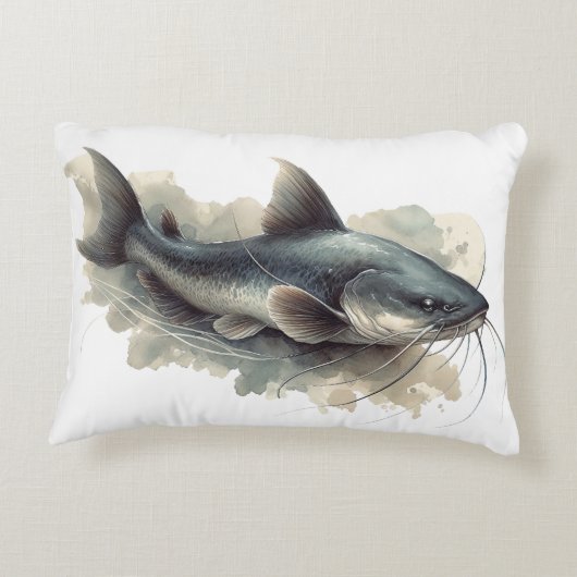 Watercolor Series: Catfish Accent Kussen (Achterkant)