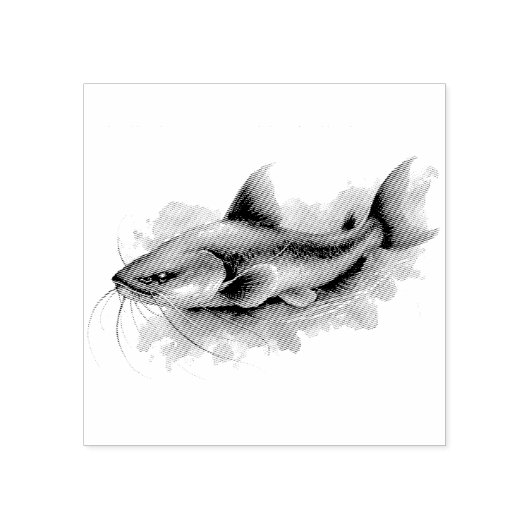 Watercolor Series: Catfish Rubberstempel (Afrduk)