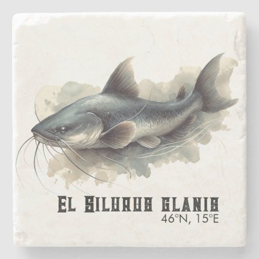 Watercolor Series: Catfish Stenen Onderzetter (Voorkant)