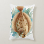 Watercolor Series: Flounder/Flatfish Accent Kussen (Achterkant (Verticaal))
