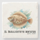 Watercolor Series: Flounder/Flatfish Stenen Onderzetter (Voorkant)