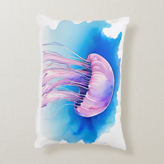 Watercolor Series: Jellyfish 2 Accent Kussen (Achterkant (Verticaal))