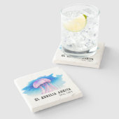 Watercolor Series: Jellyfish 2 Stenen Onderzetter (Zijkant)