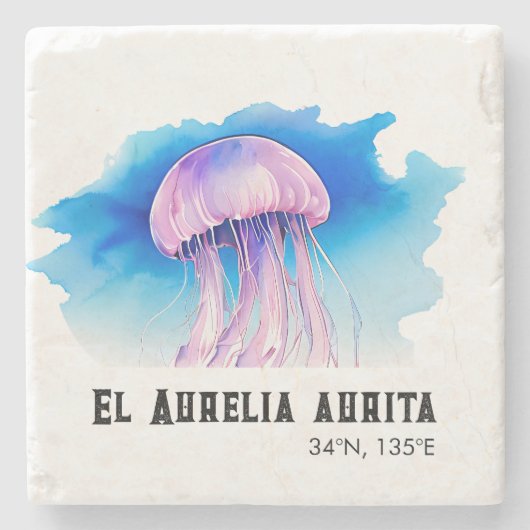 Watercolor Series: Jellyfish 2 Stenen Onderzetter (Voorkant)