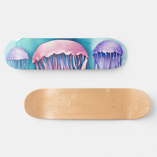 Watercolor Series: Jellyfish Persoonlijk Skateboard (Horizontaal)