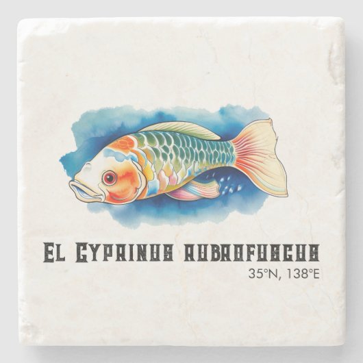 Watercolor Series: Koi Fish Stenen Onderzetter (Voorkant)