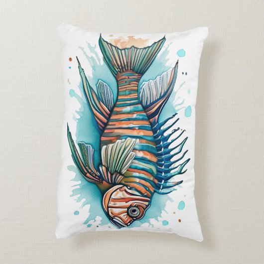 Watercolor Series: Lionfish Accent Kussen (Achterkant (Verticaal))