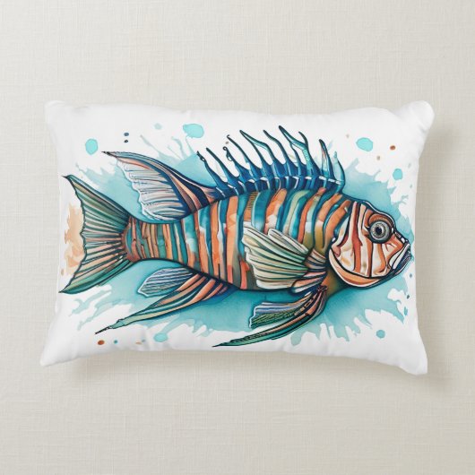 Watercolor Series: Lionfish Accent Kussen (Achterkant)