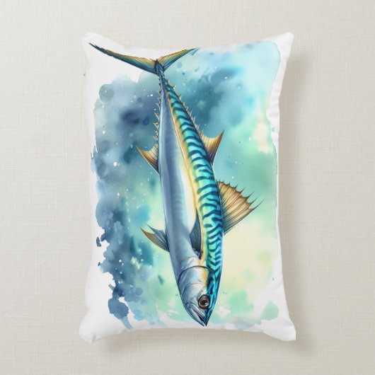 Watercolor Series: Mackerel Accent Kussen (Voorkant(Verticaal))