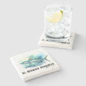 Watercolor Series: Mackerel Stenen Onderzetter (Zijkant)