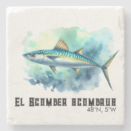 Watercolor Series: Mackerel Stenen Onderzetter