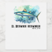 Watercolor Series: Mackerel Wijn Etiket (Enkel label)