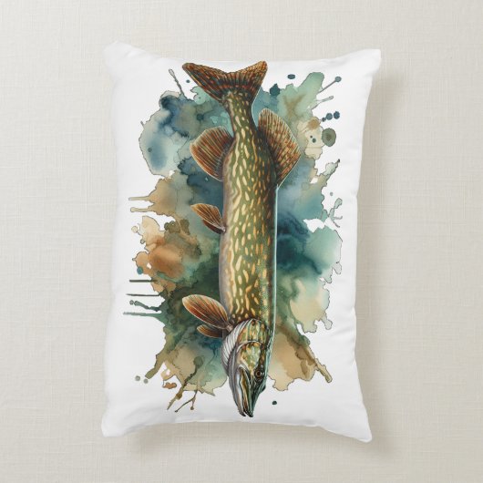 Watercolor Series: Pike Accent Kussen (Achterkant (Verticaal))