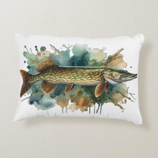 Watercolor Series: Pike Accent Kussen (Achterkant)