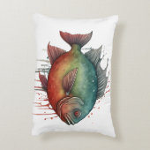 Watercolor Series: Piranha Accent Kussen (Achterkant (Verticaal))