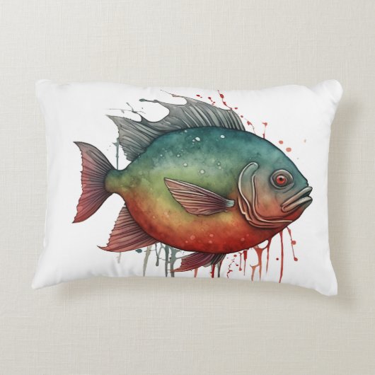 Watercolor Series: Piranha Accent Kussen (Achterkant)